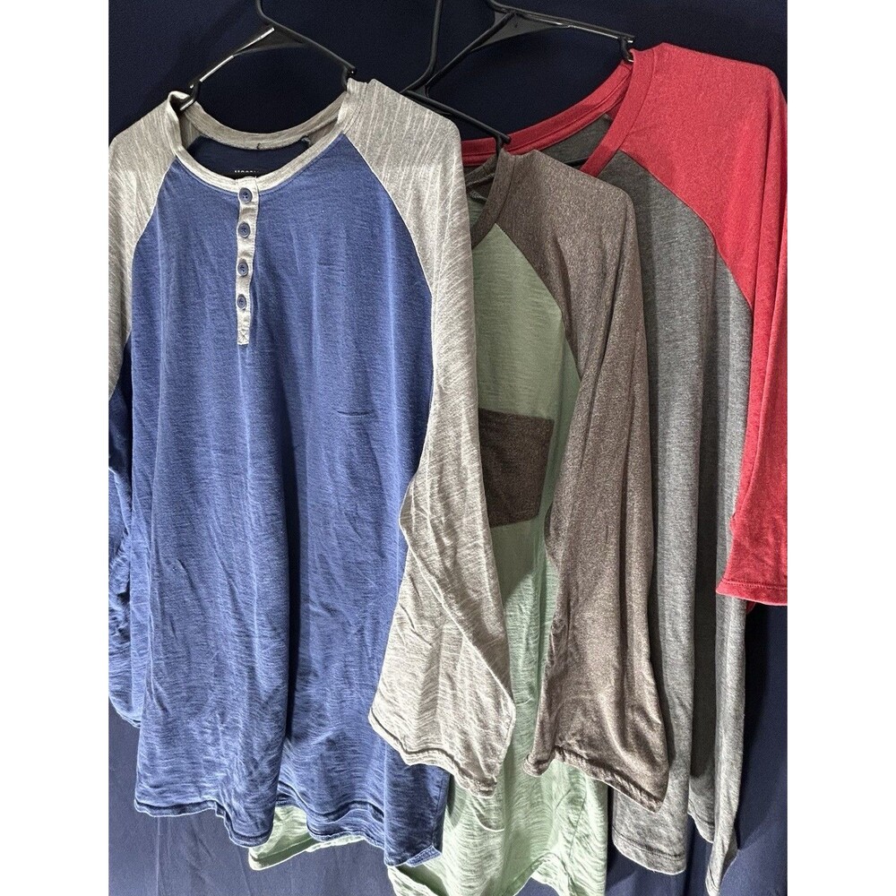 Men's 3/4 Sleeve Raglan Shirt Lot XXL Mossimo Baseball Tee 3 Pack Henley